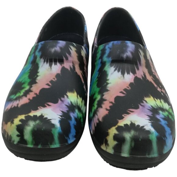 Crocs Neria Pro II Tie Dye Work Clogs Size 10 Womens Dual Comfort Black Pink - Picture 10 of 10